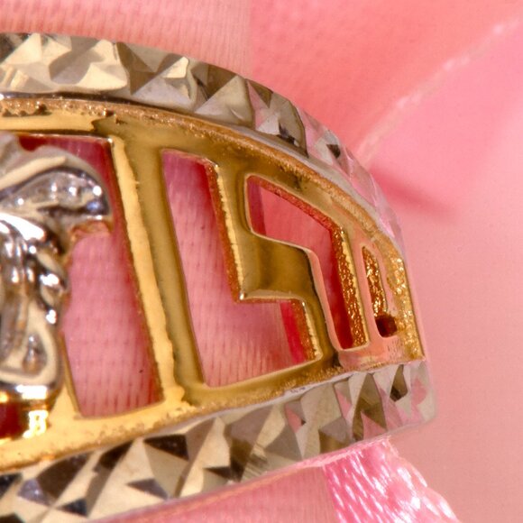 10K Yellow & White Gold Two Tone Medusa Greek Goddess Ring Stamped 10K Sz 7.25 - Picture 11 of 12